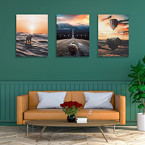 3 Piece Framed Inspirational Success Wall Canvas art Decor