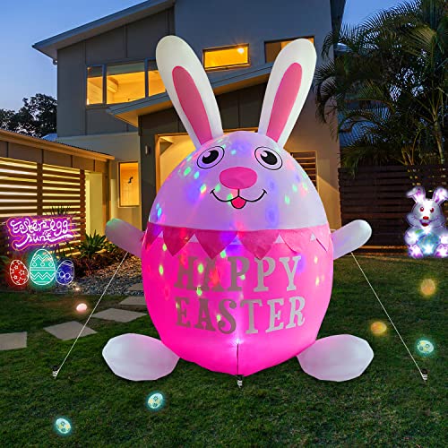 8 FT Easter Inflatable Bunny w/ Built-in Flashing LED Lights