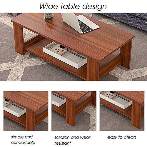 Rectangle Wooden  Coffee Table w/ Storage Shelf 9.3 x 18.8"