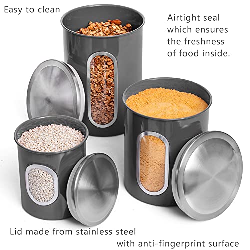 3 Pc Airtight  Canisters Sets For The Kitchen w/ See Through Window