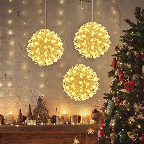 4 Pieces 4.3 Inch Christmas Sphere Light -Warm White