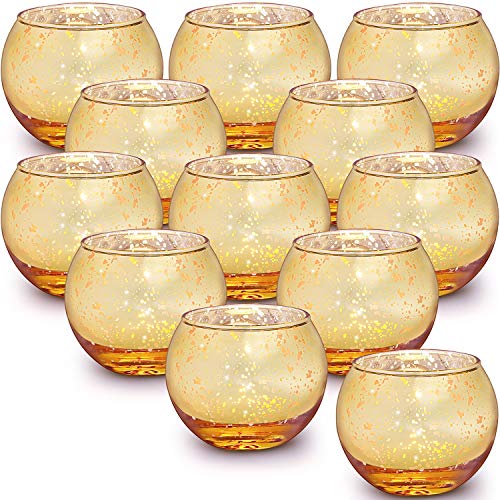 Candle Holders Set of 12 - Mercury Glass Votives Tealight Holder