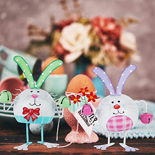 Set of 2 Metal Easter Bunny Decoration, 6.7 Inches