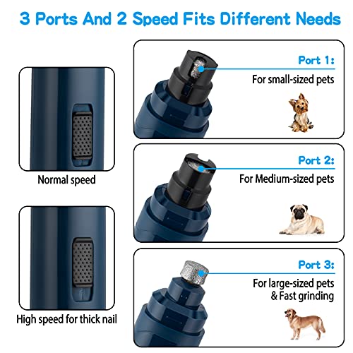 Dog Nail Grinder Upgraded -2-Speed Electric Rechargeable Pet Nail Trimmer