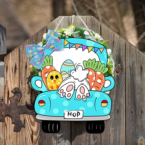 Happy Easter Bunny Tail Wooden Door Hanger Decoration