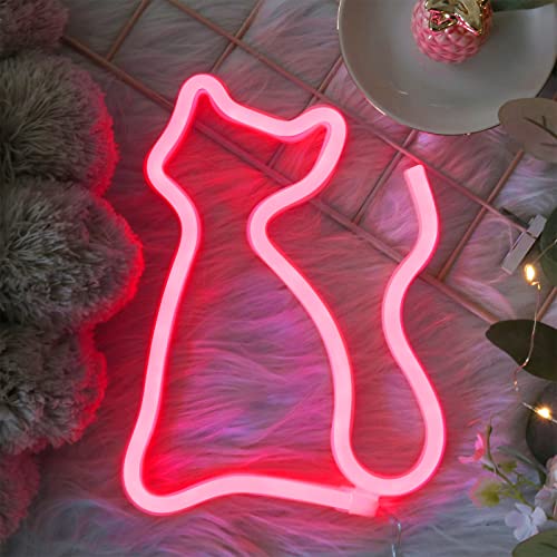 LED Cat Neon Lights for Wall Decor,Battery or USB Operated