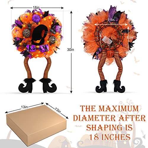 18 by 32 Inch Prelit Wreath Witch Halloween Decoration