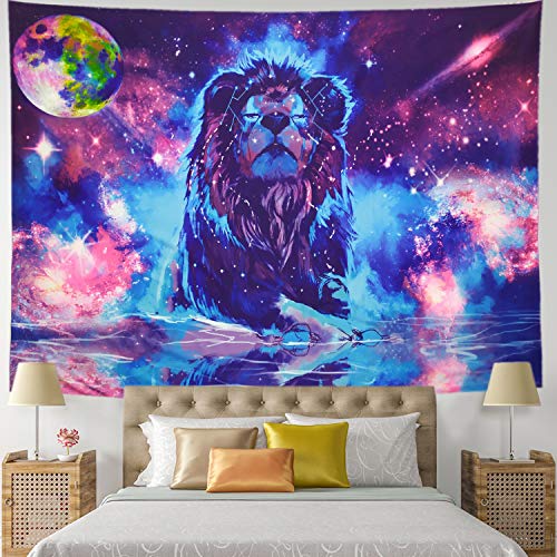 Psychedelic Lion Moon Constellation Universe Galaxy Tapestry