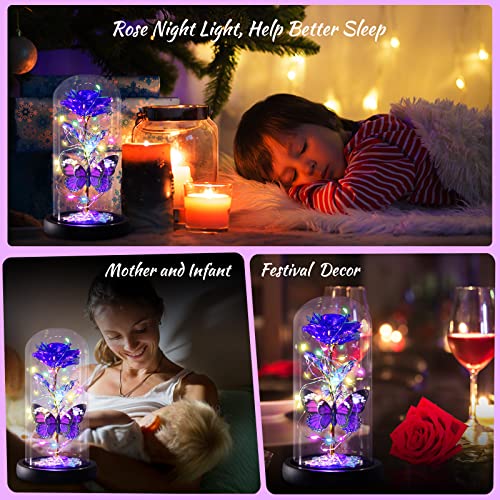 I Love You Mom Galaxy Roses Gifts in Glass Dome for Mothers Day/Birthday