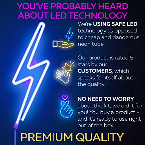 2.0 Upgrade Lightning Neon Lights - Very Bright, USB Plug, Adapter, Switch, Long Cable