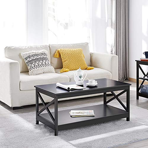 2-Tier Coffee Table w/ Storage Shelf