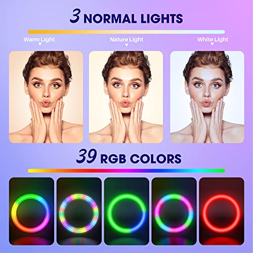 12" RGB Light w/ 63" Tripod Stand, 3 CCT Mode & 39 Color Mode Selfie Ring Light