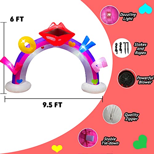6 FT Inflatable Valentine's Day Archway w/ Love Red Lips & LED