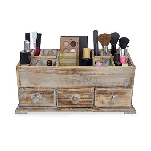 Vanity Drawer Beauty Organizer 3 Drawers - Wooden Cosmetic Storage Box