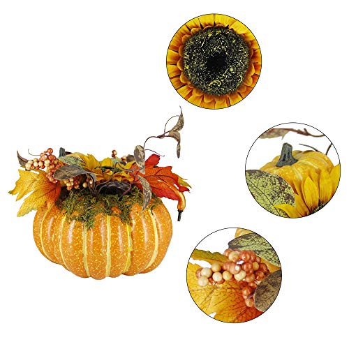 Thanksgiving Decorations Pumpkin with Plastic Succulents
