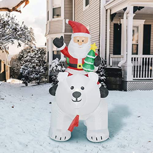 6 FT Christmas Inflatables Santa Clause Riding The Polar Bear w/ Shaking Head