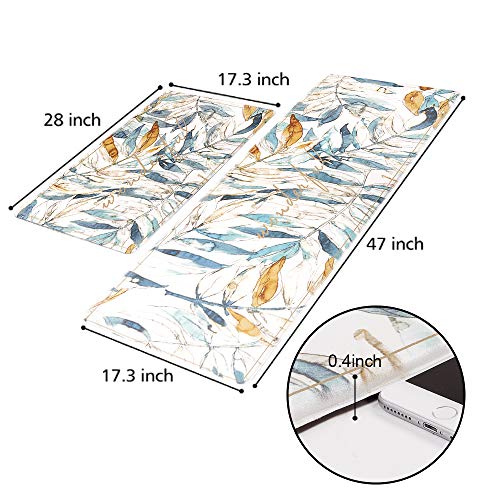 Kitchen Rug Set PVC Leather Anti Fatigue Heavy Duty Standing Mat Waterproof & Oil Proof