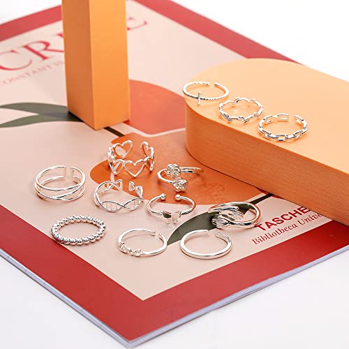 12PCS Adjustable Knuckle Rings for Women