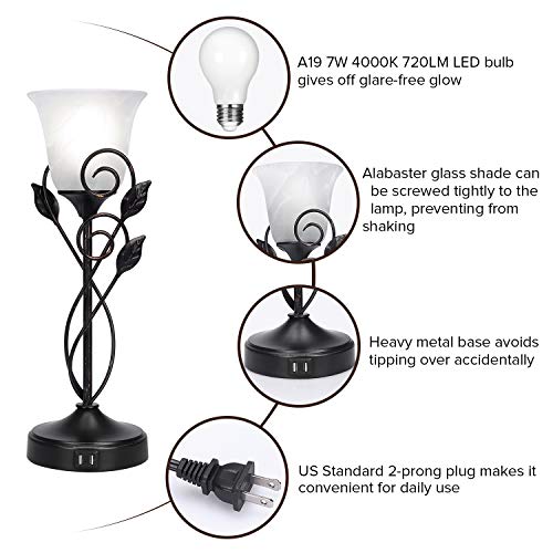 Touch Control Table Lamp w/ Dual USB Ports, LED Bulb Included