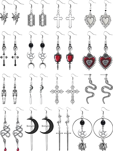 16 Pairs Gothic Punk Vintage Earrings Set for Men/Women