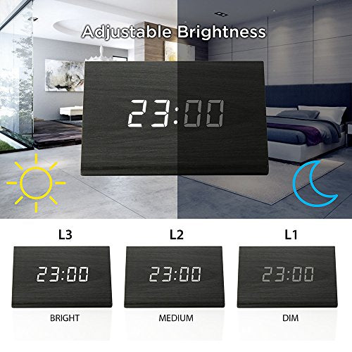 Wooden LED Alarm Digital Desk Clock