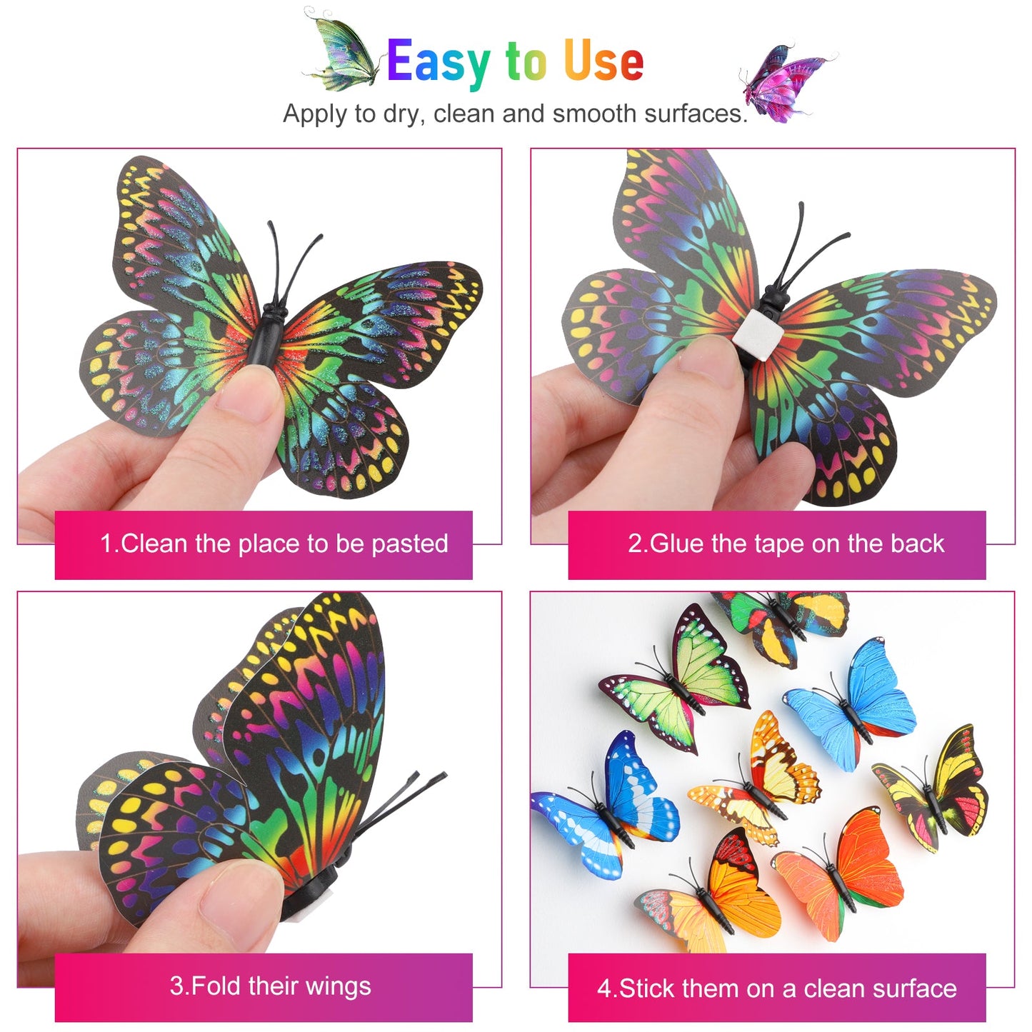 12Pcs Luminous 3D Butterfly Wall Stickers w/ Led Lights