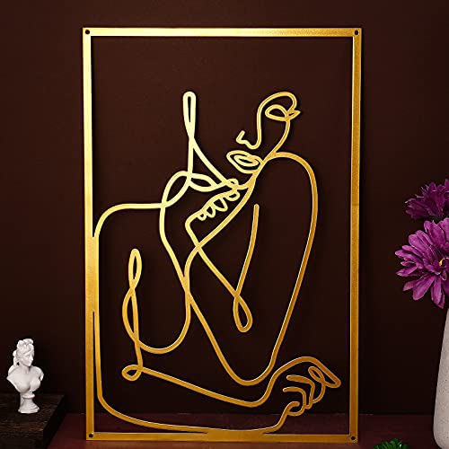 Metal Gold Female Wall Decoration 16 x 10.6 inch Modern Abstract