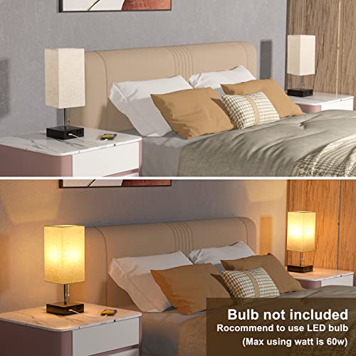 Bedside Table Lamps w/ Dual USB Charging Ports,(Pack of 2)