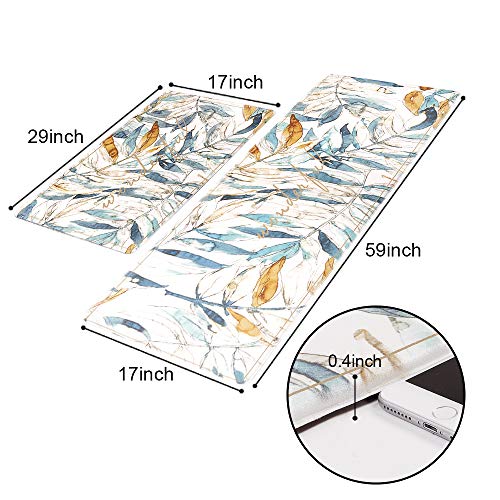 Kitchen Rug Set PVC Leather Anti Fatigue Heavy Duty Standing Mat Waterproof & Oil Proof