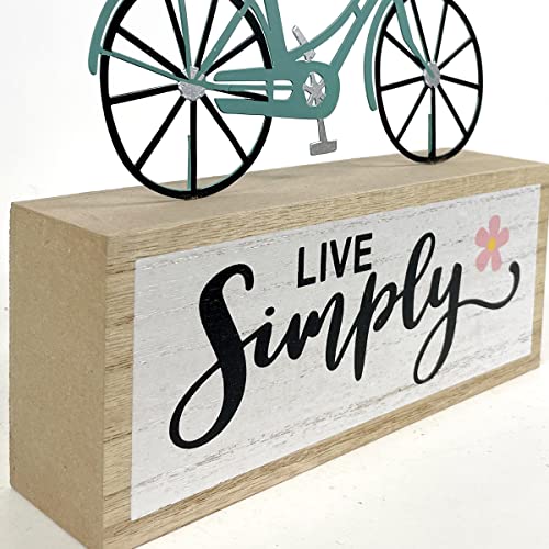 Block Bicycle Live Simply Sign Decoration for Home 10”x 5"