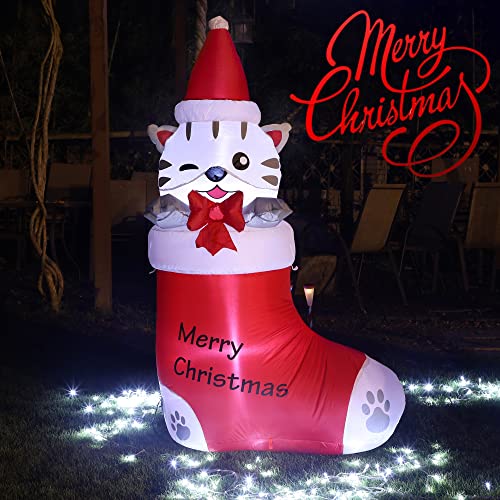 5 FT Christmas Inflatables Xmas Stocking w/ LEDs Decoration