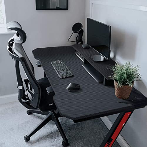 44 Inch Computer Desk Gaming Table Z Shaped Pc Gaming Workstation-Black