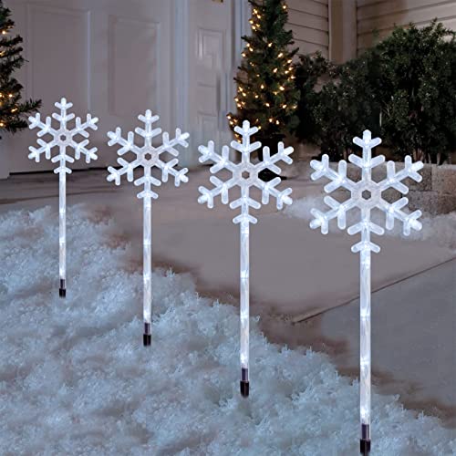 Set of 4 Christmas Pathway Lights- Solar Powered Pre-lit 40 LEDs