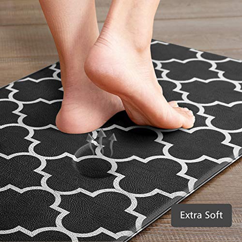 [2 PCS] Cushioned Anti-Fatigue Kitchen Rug, Waterproof Non-Slip