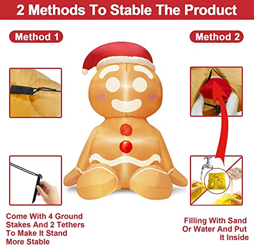 3.5 Ft Christmas Inflatables Sitting Gingerbread Decoration