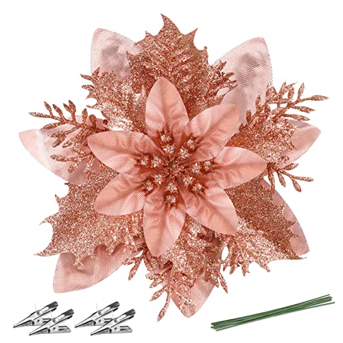 12Pcs Poinsettia Artificial Flowers for Christmas Ornaments