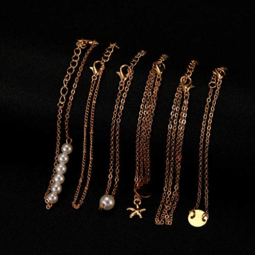 12pcs Gold Tiny Charm Bracelets for Women