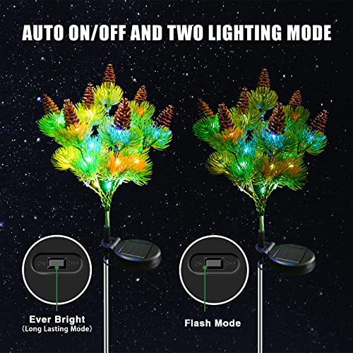 Upgraded 4 Pack Solar Powered Pine Cone Flowers Design Solar Lights Outdoor Garden Decorative