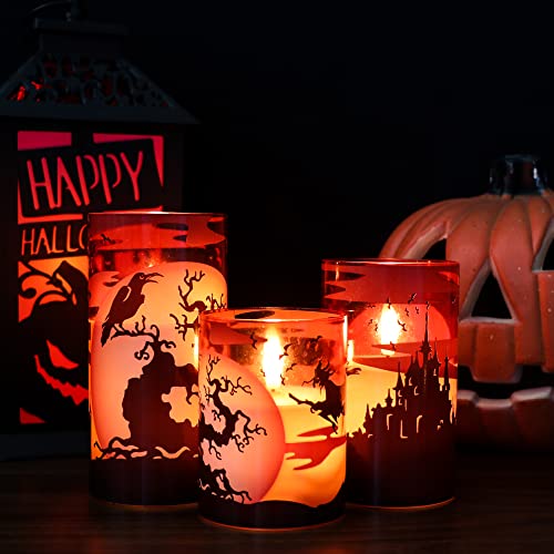 Halloween Flameless Flickering LED Candles with 6-Hour Timer