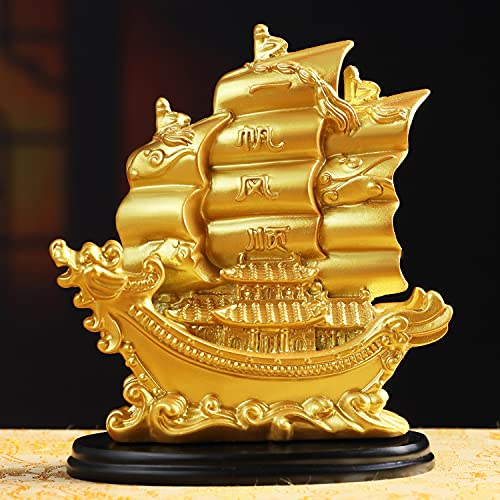 Sailing Wealth Ship Feng Shui Decorative Gold Sailing Boat Décor for Fortune