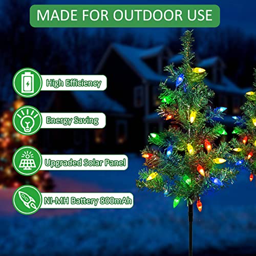 4-Pack Solar Christmas Tree Garden Stake Lights Decoration