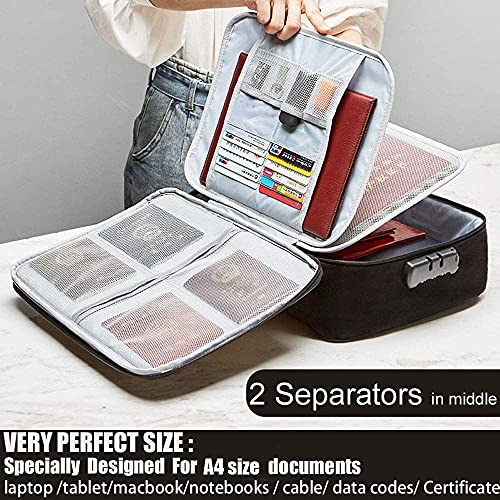 Document Organizer w/ Safe Code Lock & Storage Pouch