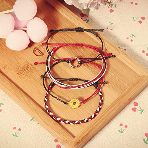 Sunflower String Bracelet Handmade Braided Rope Charms Boho Surfer Bracelet