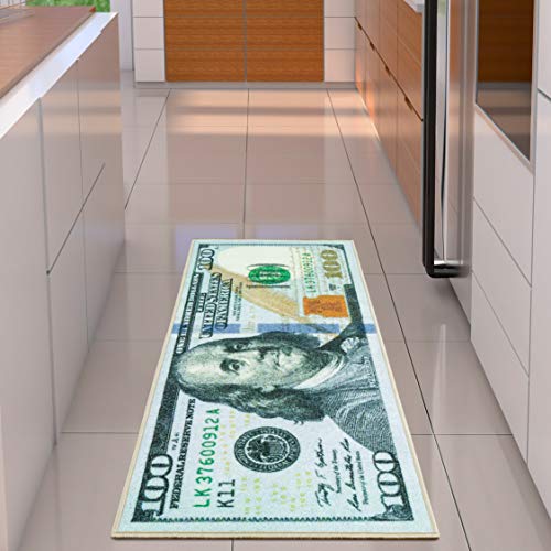 $100 Dollar Bill Runner Rug, Multicolor,