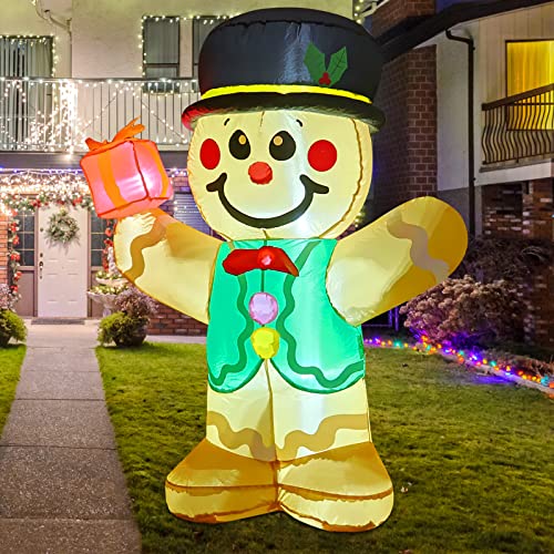 5 FT Christmas Inflatables Gingerbread Man w/ LEDs