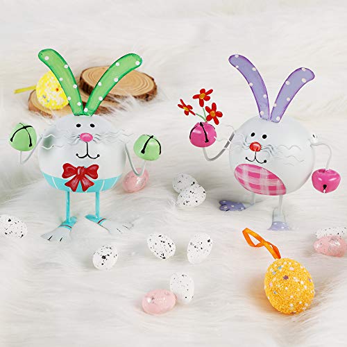 Set of 2 Metal Easter Bunny Decoration, 6.7 Inches