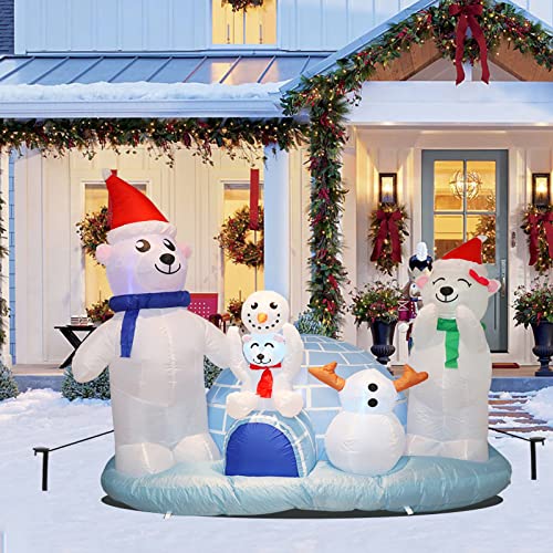 6FT  Christmas Inflatables Polar Bear Family w/ Super Snow House