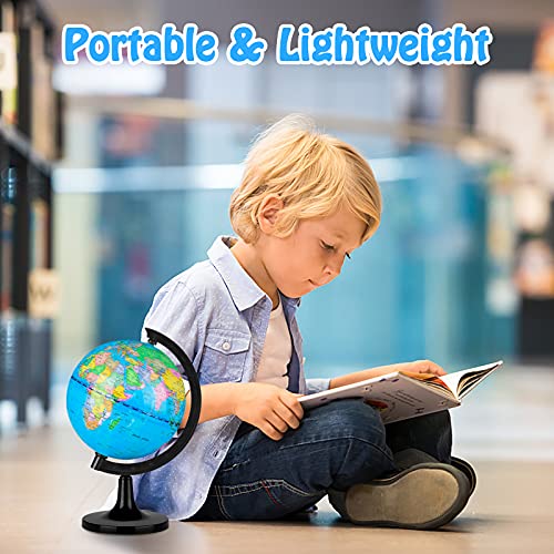 World Globe for Kids Learning, Educational Rotating World Map Globes Mini Size