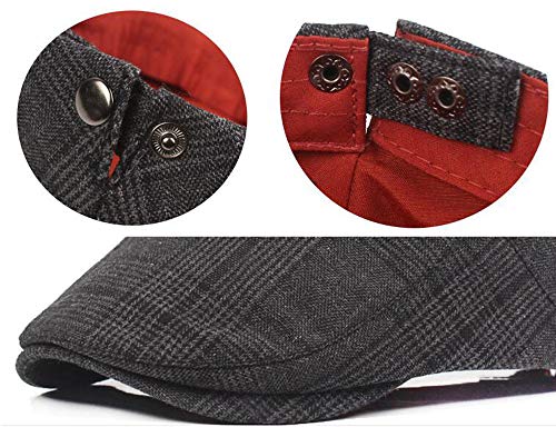 2 Pack Men's Cotton Flat Cap Ivy Gatsby Newsboy Hat (M)