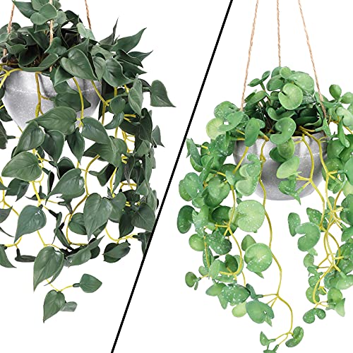 2 Pack Artificial Hanging Plants w/ Pots